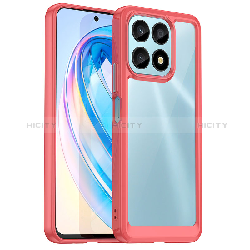 Carcasa Bumper Funda Silicona Transparente J01S para Huawei Honor X8a 4G Rojo