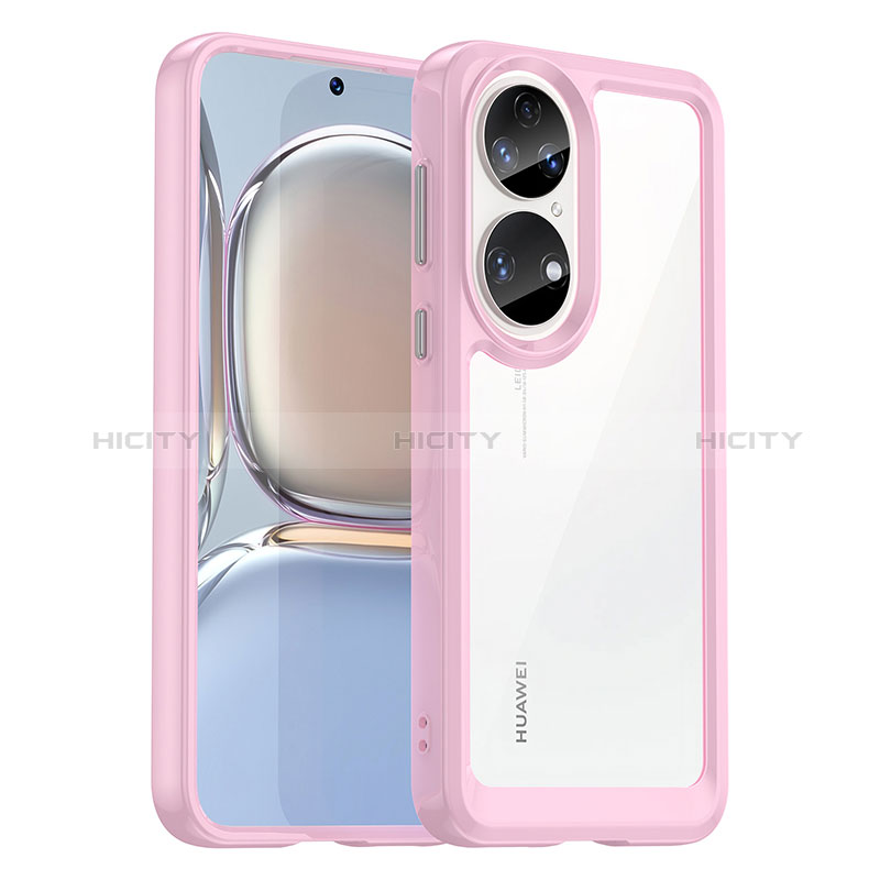 Carcasa Bumper Funda Silicona Transparente J01S para Huawei P50 Rosa