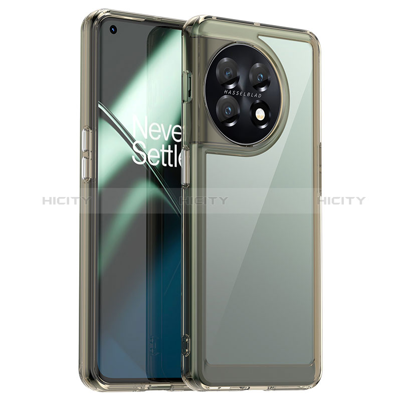 Carcasa Bumper Funda Silicona Transparente J01S para OnePlus 11 5G Gris