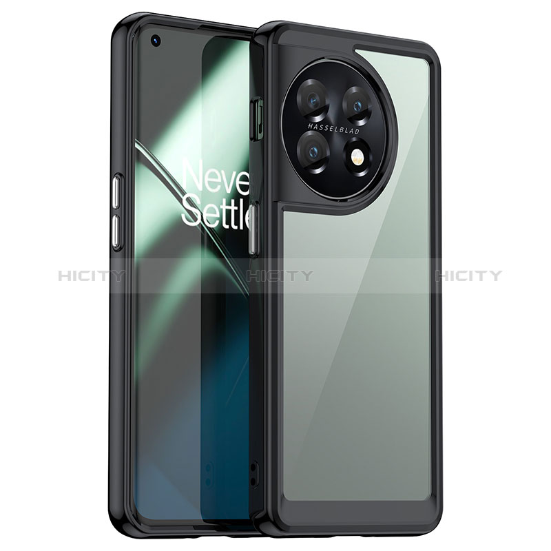 Carcasa Bumper Funda Silicona Transparente J01S para OnePlus 11 5G Negro