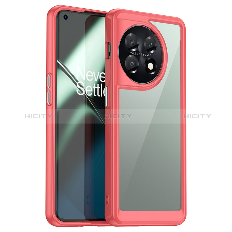 Carcasa Bumper Funda Silicona Transparente J01S para OnePlus 11 5G Rojo