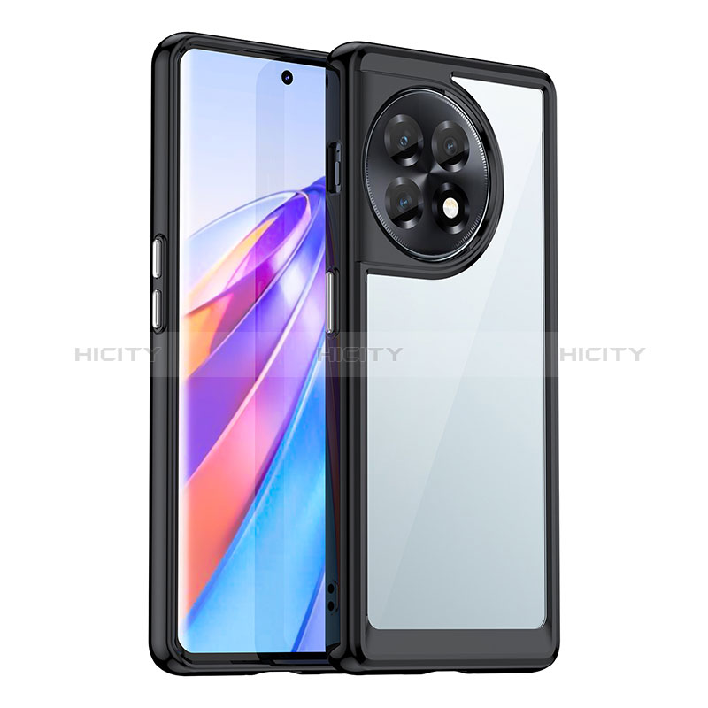 Carcasa Bumper Funda Silicona Transparente J01S para OnePlus 11R 5G Negro