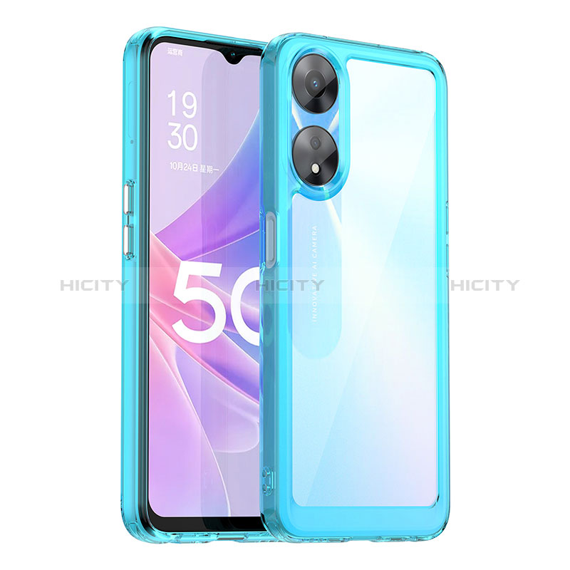 Carcasa Bumper Funda Silicona Transparente J01S para Oppo A58 5G Cian