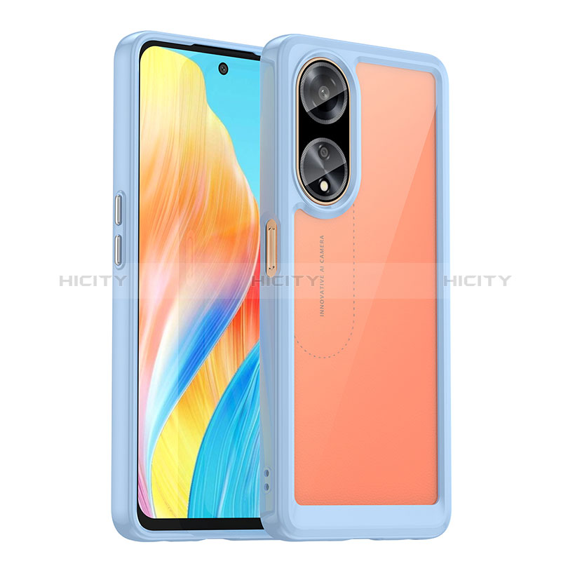 Carcasa Bumper Funda Silicona Transparente J01S para Oppo A98 5G Azul