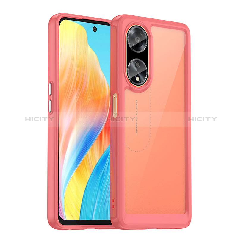 Carcasa Bumper Funda Silicona Transparente J01S para Oppo A98 5G Rojo