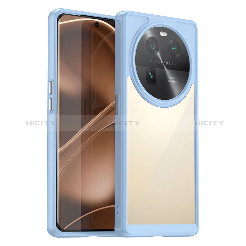 Carcasa Bumper Funda Silicona Transparente J01S para Oppo Find X6 Pro 5G Azul