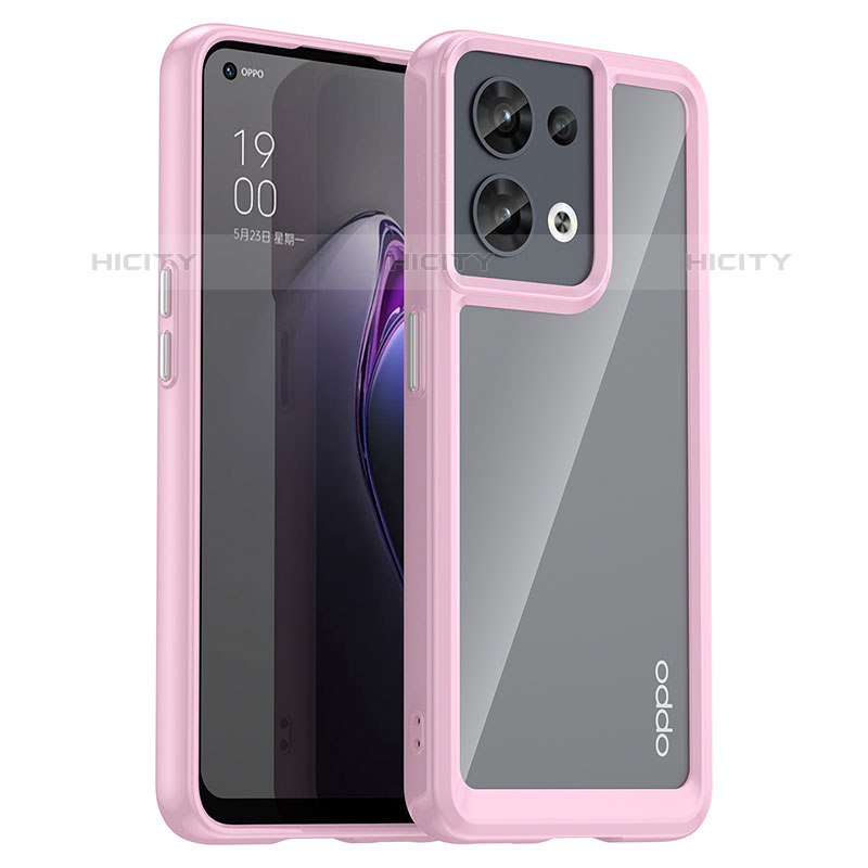 Carcasa Bumper Funda Silicona Transparente J01S para Oppo Reno8 5G Rosa