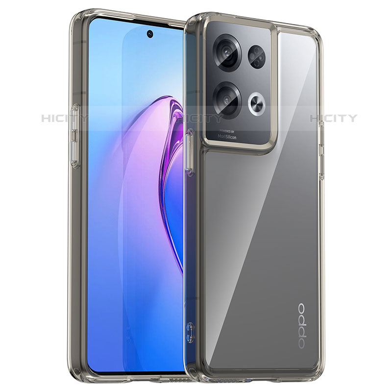 Carcasa Bumper Funda Silicona Transparente J01S para Oppo Reno8 Pro 5G Gris