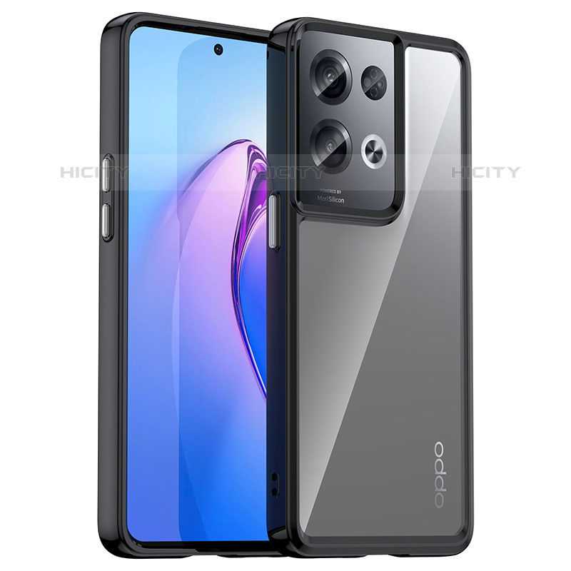 Carcasa Bumper Funda Silicona Transparente J01S para Oppo Reno8 Pro 5G Negro