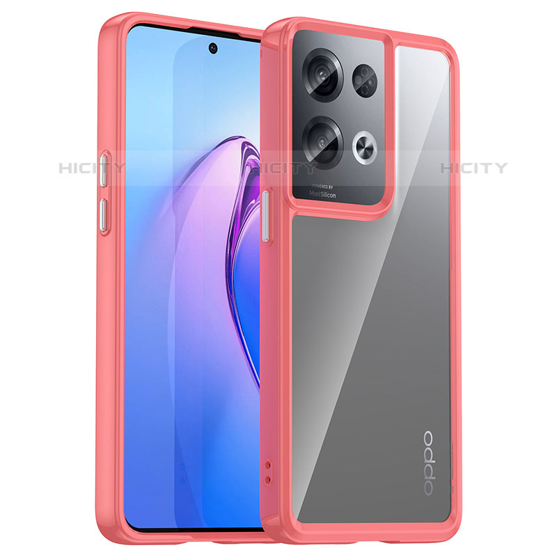 Carcasa Bumper Funda Silicona Transparente J01S para Oppo Reno8 Pro 5G Rojo