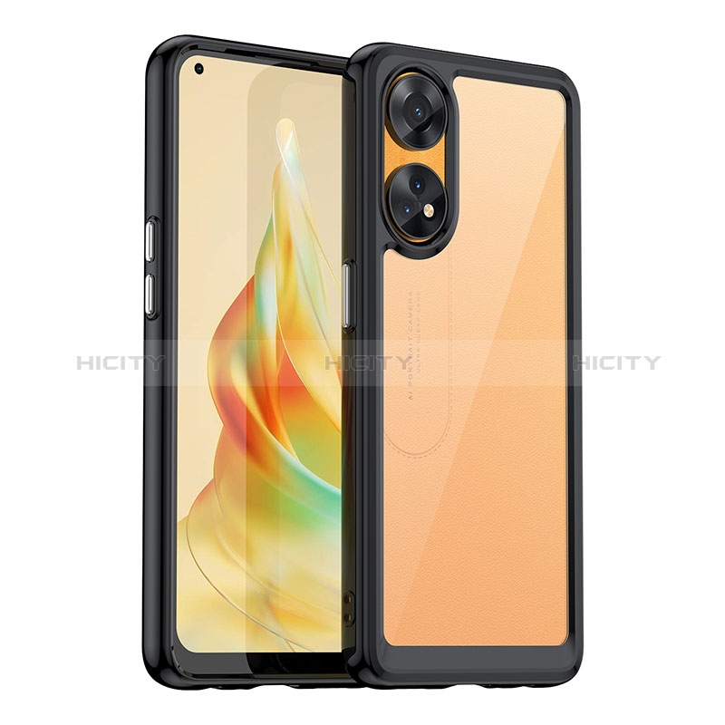 Carcasa Bumper Funda Silicona Transparente J01S para Oppo Reno8 T 4G Negro