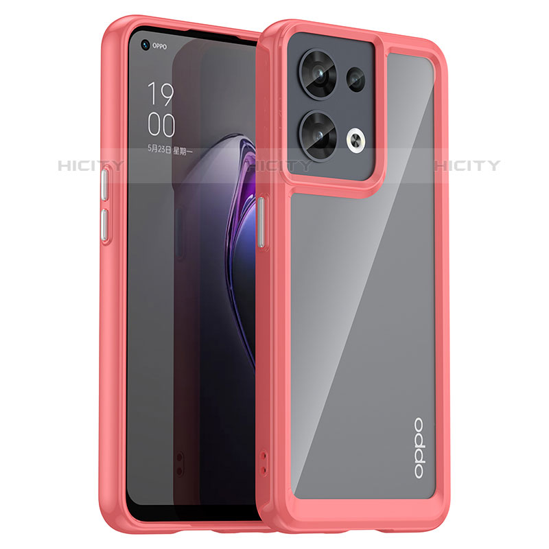 Carcasa Bumper Funda Silicona Transparente J01S para Oppo Reno9 5G Rojo