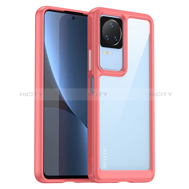 Carcasa Bumper Funda Silicona Transparente J01S para Xiaomi Redmi K40S 5G Rojo