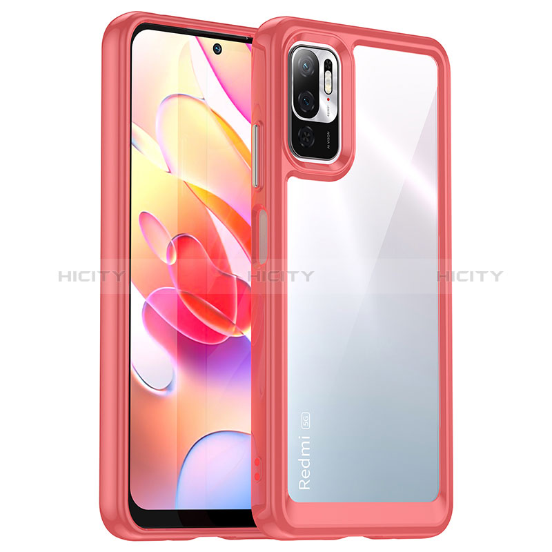 Carcasa Bumper Funda Silicona Transparente J01S para Xiaomi Redmi Note 10 5G Rojo