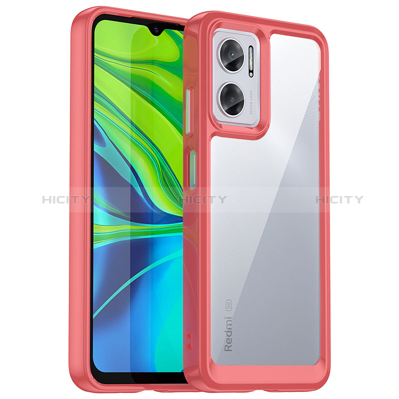 Carcasa Bumper Funda Silicona Transparente J01S para Xiaomi Redmi Note 11E 5G Rojo