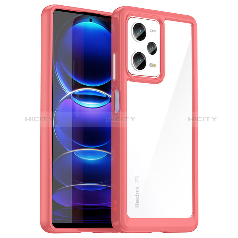 Carcasa Bumper Funda Silicona Transparente J01S para Xiaomi Redmi Note 12 Pro 5G Rojo