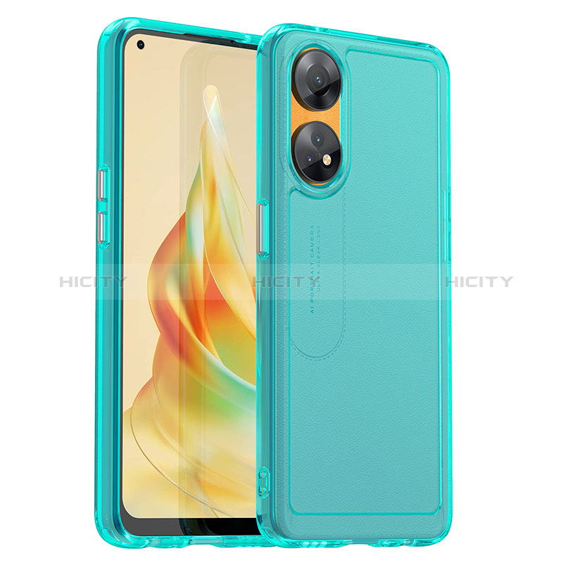 Carcasa Bumper Funda Silicona Transparente J02S para Oppo Reno8 T 4G Azul