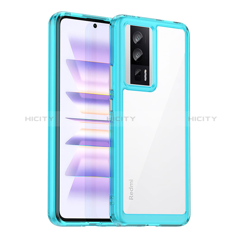 Carcasa Bumper Funda Silicona Transparente J02S para Xiaomi Poco F5 Pro 5G Cian