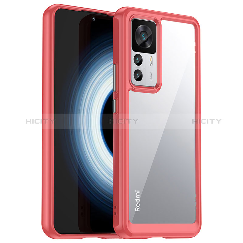 Carcasa Bumper Funda Silicona Transparente J04S para Xiaomi Redmi K50 Ultra 5G Rojo