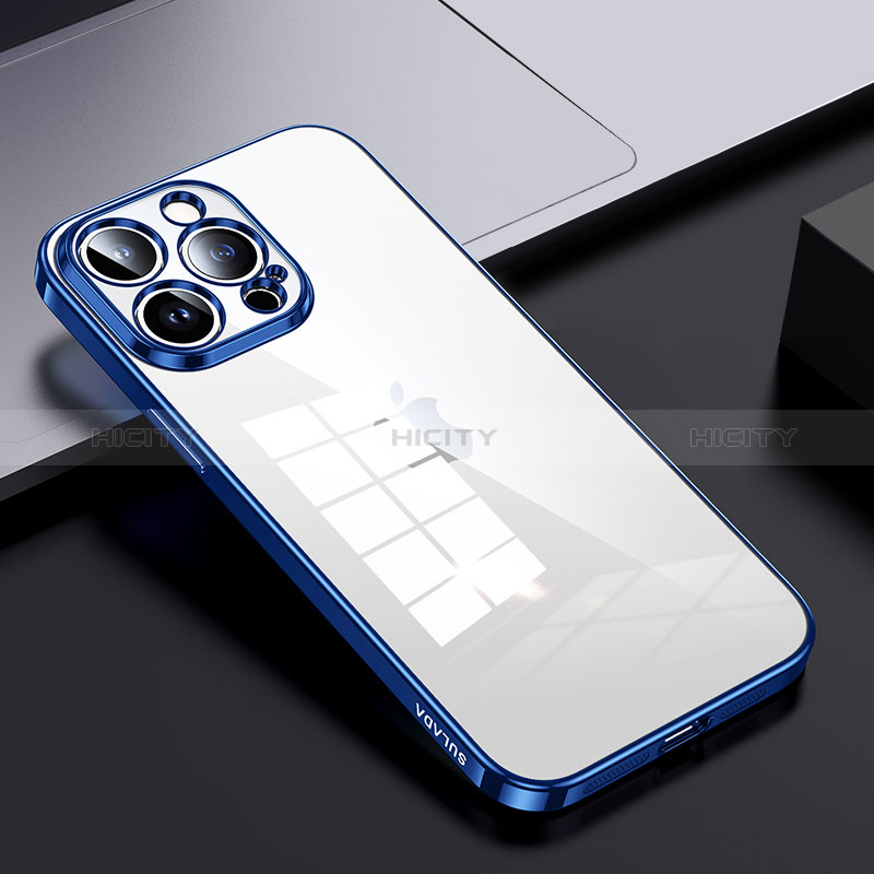 Carcasa Bumper Funda Silicona Transparente LD2 para Apple iPhone 13 Pro Max Azul