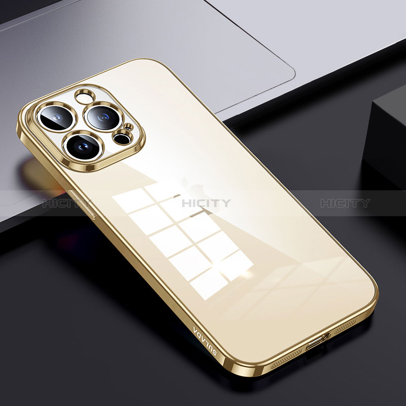 Carcasa Bumper Funda Silicona Transparente LD2 para Apple iPhone 13 Pro Max Oro