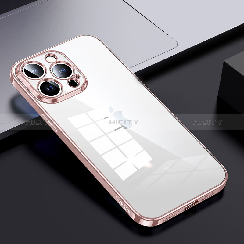 Carcasa Bumper Funda Silicona Transparente LD2 para Apple iPhone 13 Pro Max Oro Rosa