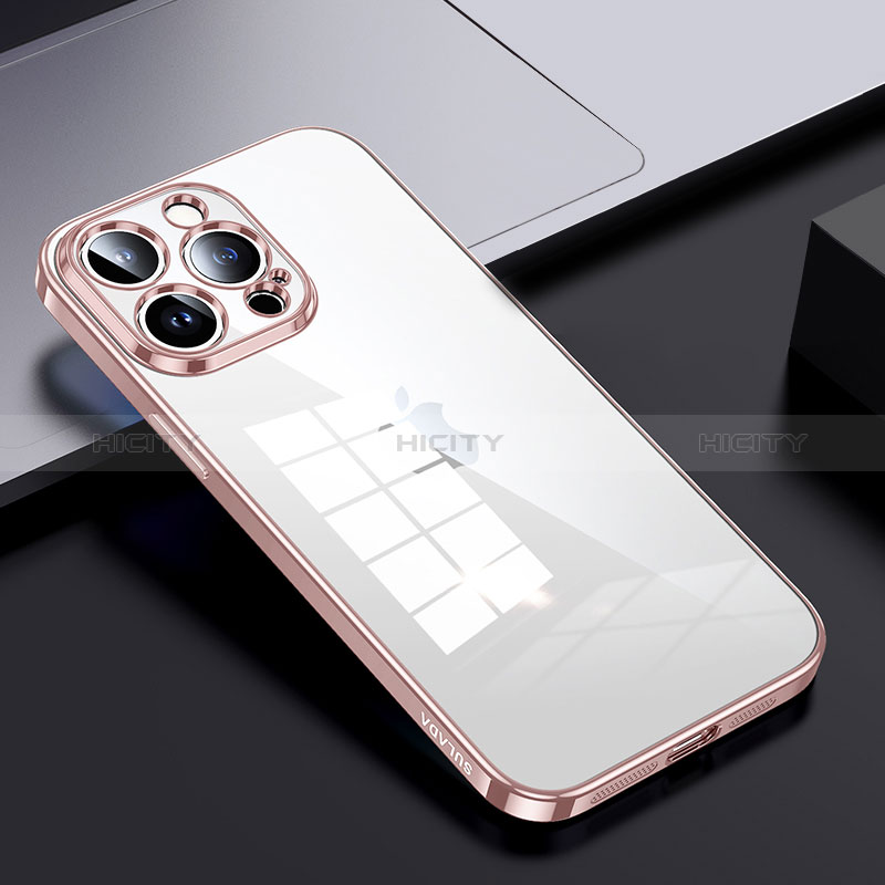 Carcasa Bumper Funda Silicona Transparente LD2 para Apple iPhone 13 Pro Oro Rosa