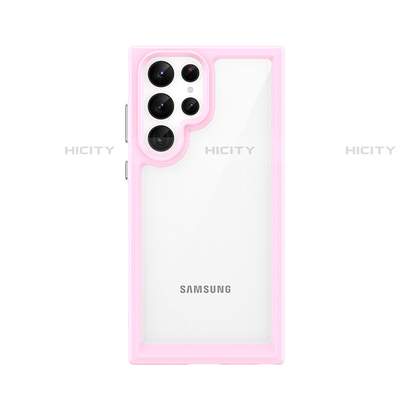 Carcasa Bumper Funda Silicona Transparente M03 para Samsung Galaxy S22 Ultra 5G Rosa