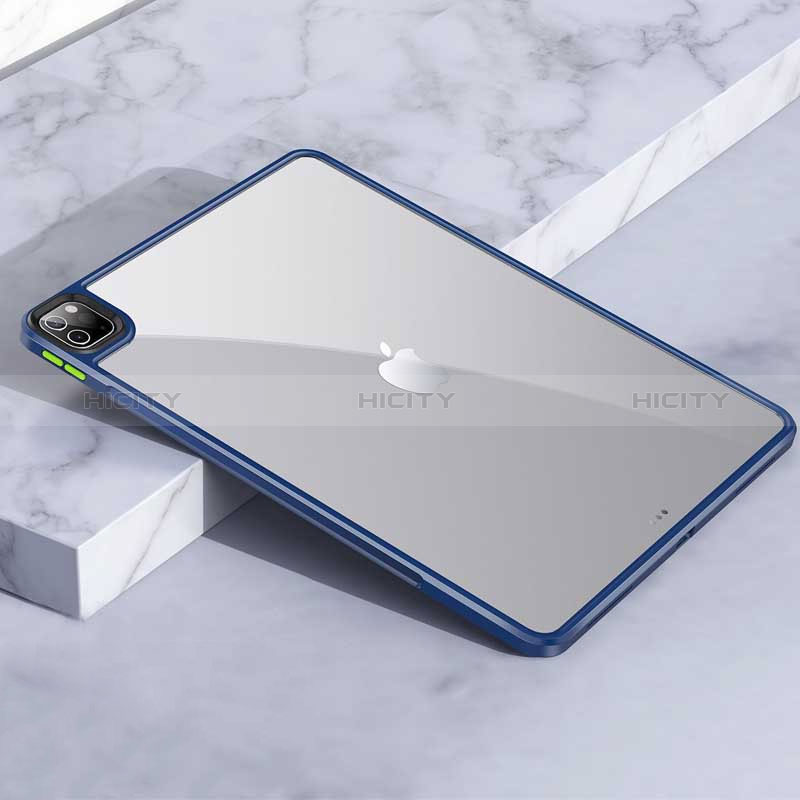 Carcasa Bumper Funda Silicona Transparente para Apple iPad Pro 12.9 (2021) Azul