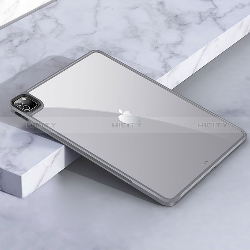 Carcasa Bumper Funda Silicona Transparente para Apple iPad Pro 12.9 (2021) Gris Oscuro