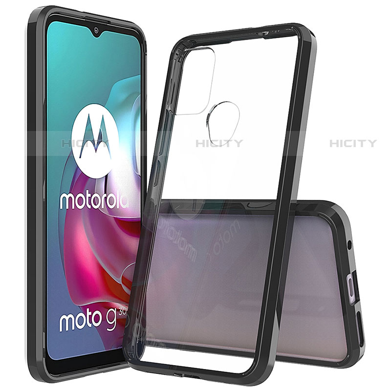 Carcasa Bumper Funda Silicona Transparente para Motorola Moto G10 Negro