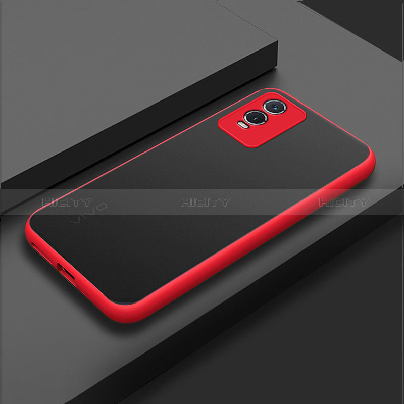 Carcasa Bumper Funda Silicona Transparente para Vivo Y76s 5G Rojo