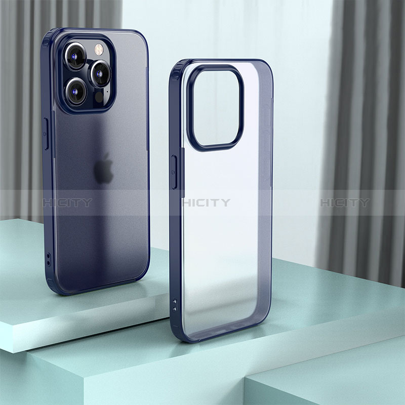 Carcasa Bumper Funda Silicona Transparente QC1 para Apple iPhone 14 Pro Azul