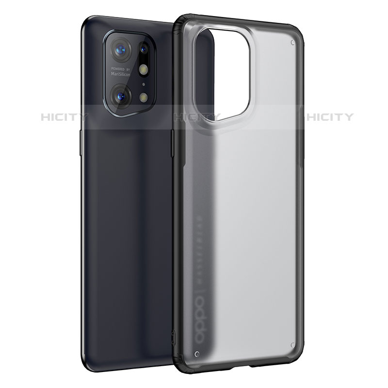 Carcasa Bumper Funda Silicona Transparente W01L para Oppo Find X5 Pro 5G Negro