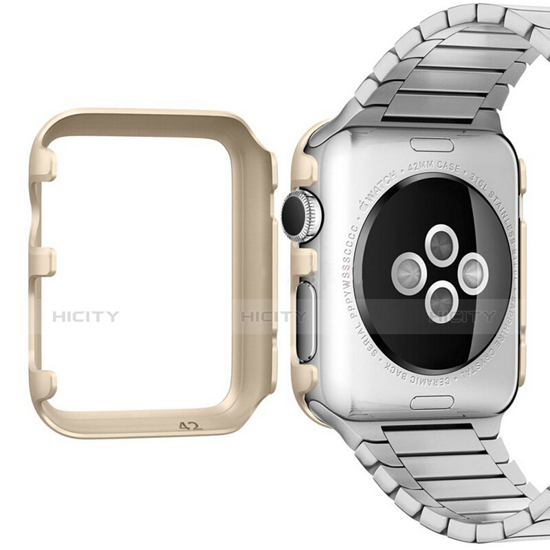 Carcasa Bumper Lujo Marco de Aluminio C01 para Apple iWatch 3 38mm Oro