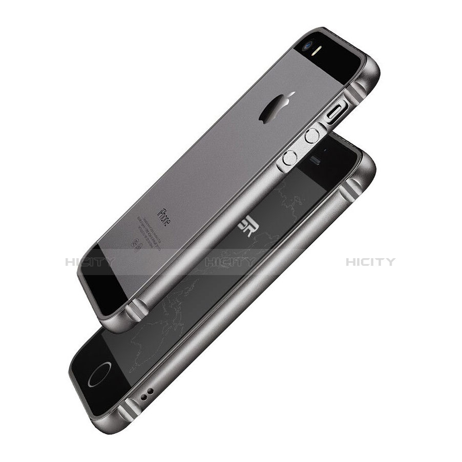 Carcasa Bumper Lujo Marco de Aluminio para Apple iPhone 5 Gris