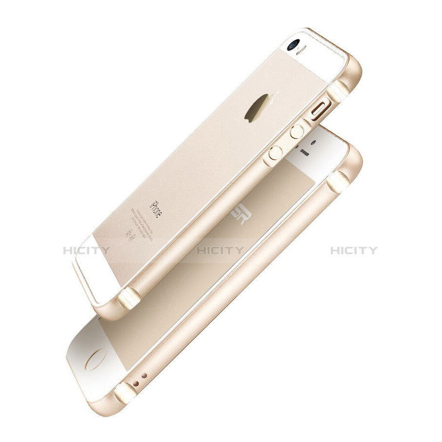 Carcasa Bumper Lujo Marco de Aluminio para Apple iPhone 5S Oro