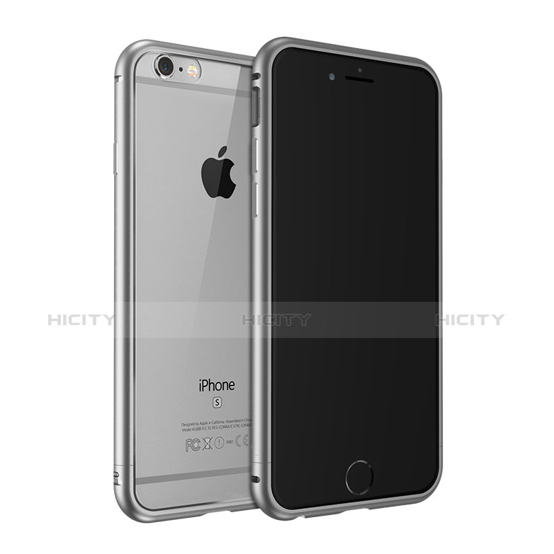 Carcasa Bumper Lujo Marco de Aluminio para Apple iPhone 6S Gris