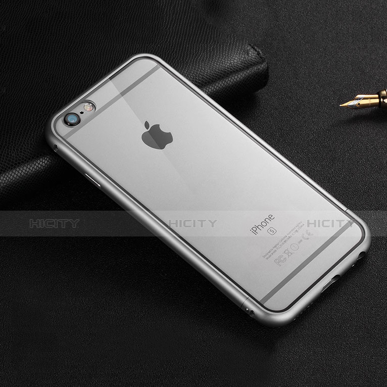 Carcasa Bumper Lujo Marco de Aluminio para Apple iPhone 6S Gris