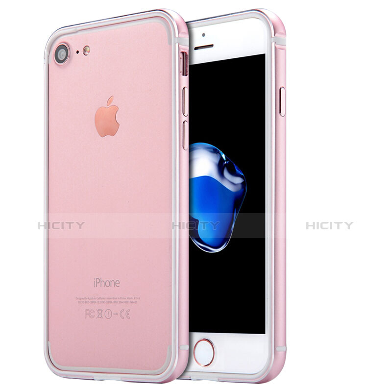 Carcasa Bumper Lujo Marco de Aluminio para Apple iPhone 7 Oro Rosa