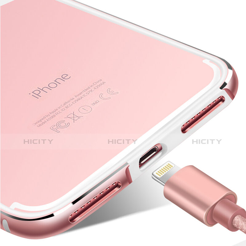 Carcasa Bumper Lujo Marco de Aluminio para Apple iPhone 7 Oro Rosa