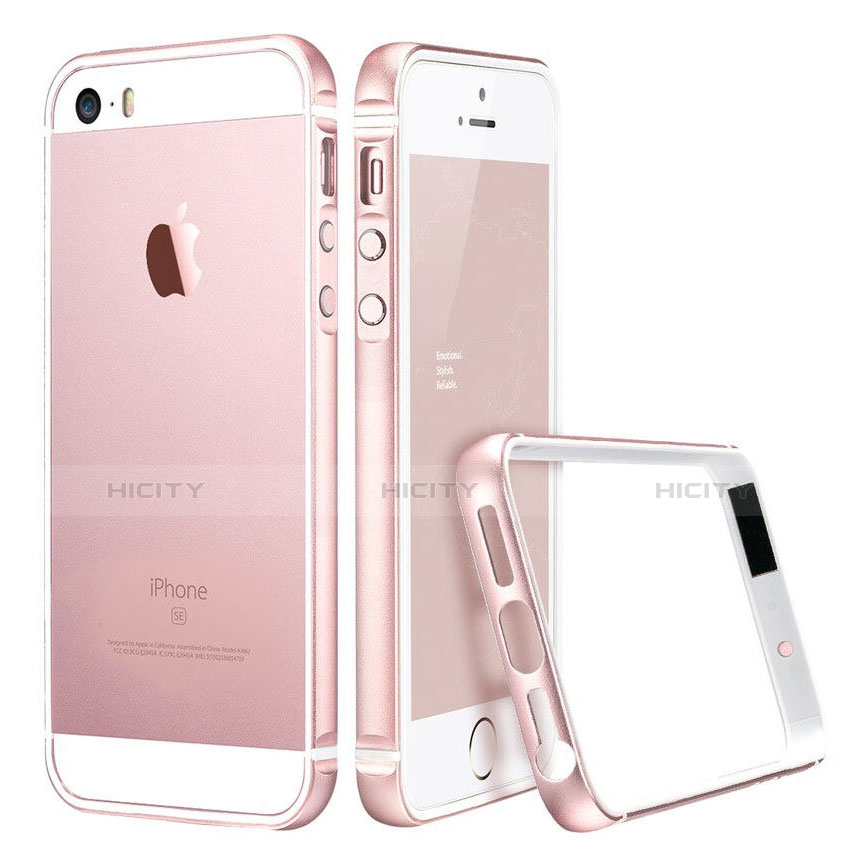 Carcasa Bumper Lujo Marco de Aluminio para Apple iPhone SE Oro Rosa