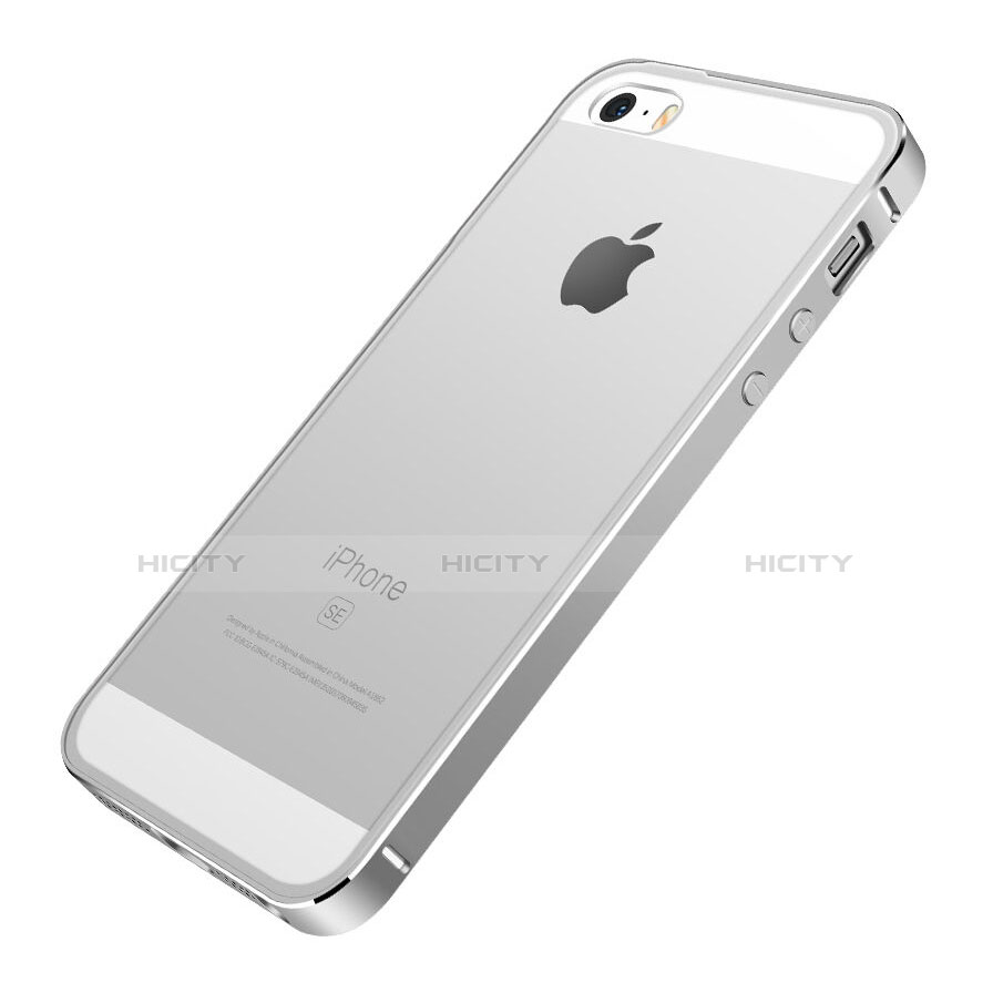 Carcasa Bumper Lujo Marco de Aluminio para Apple iPhone SE Plata