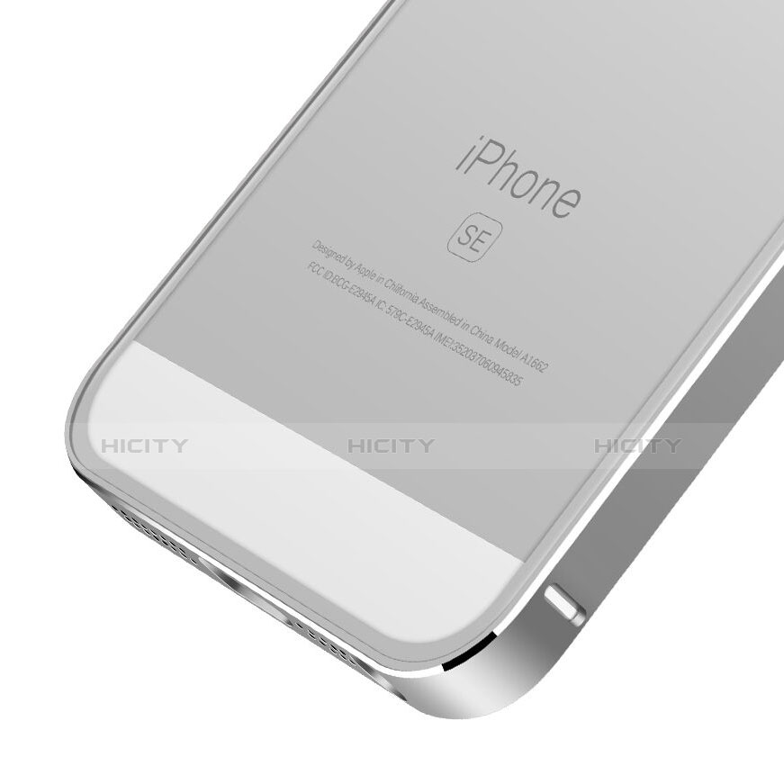 Carcasa Bumper Lujo Marco de Aluminio para Apple iPhone SE Plata