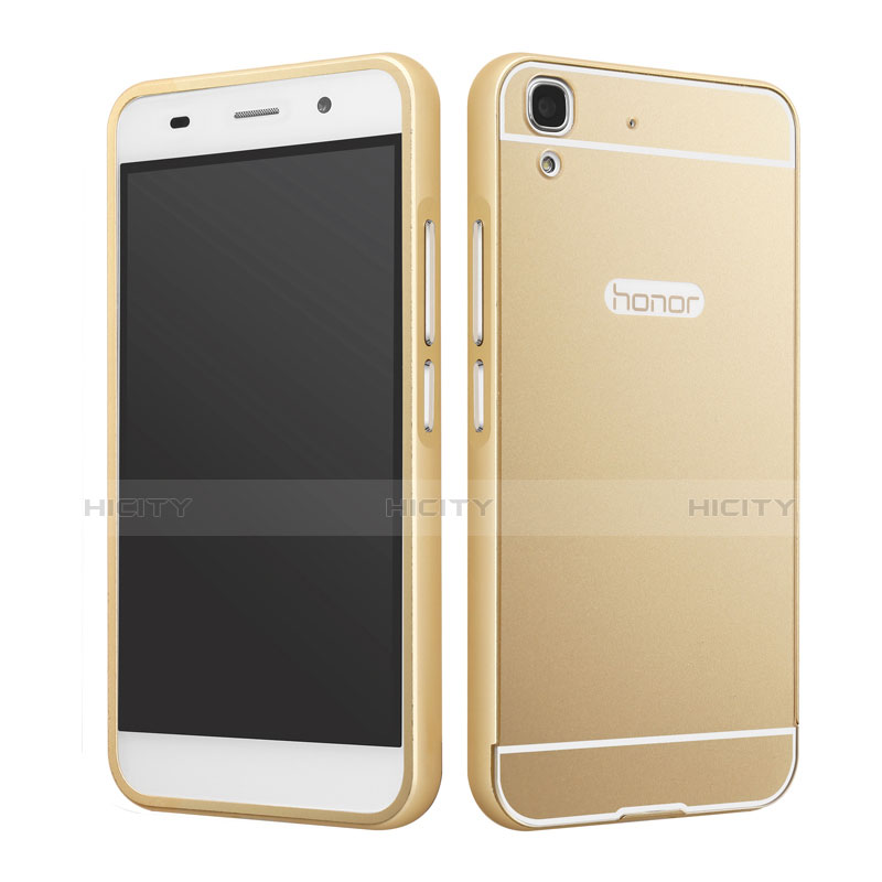 Carcasa Bumper Lujo Marco de Aluminio para Huawei Honor 4A Oro