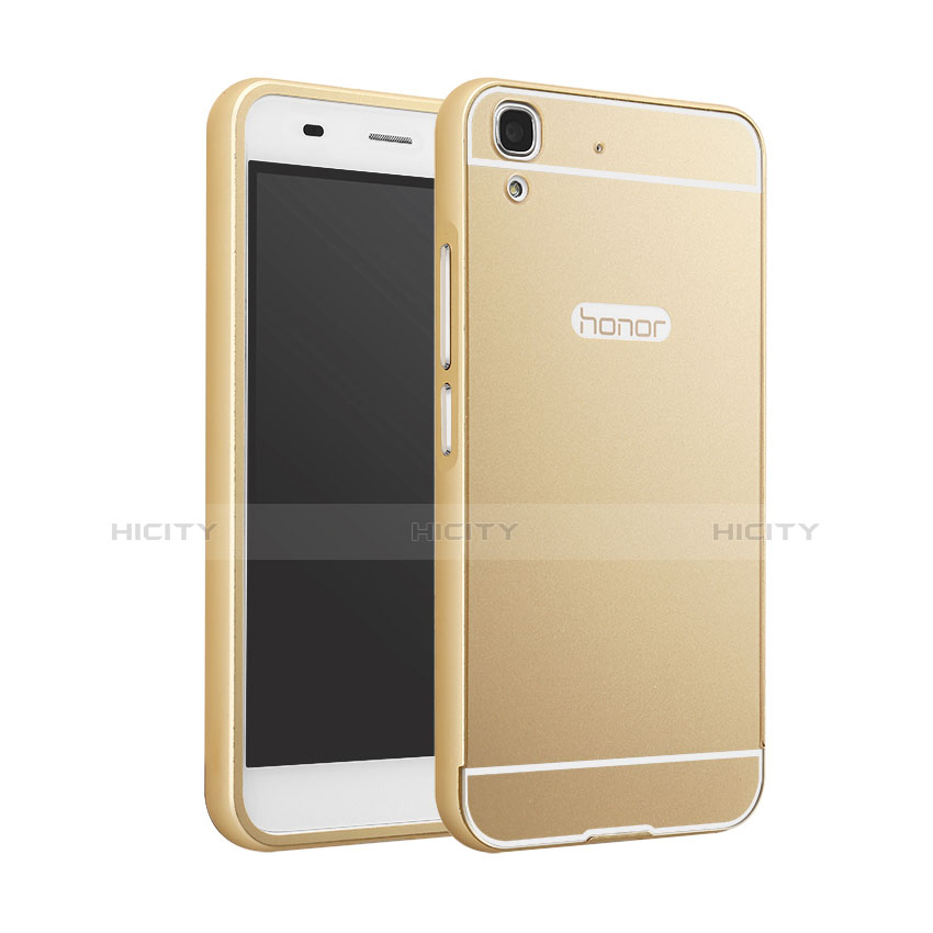 Carcasa Bumper Lujo Marco de Aluminio para Huawei Honor 4A Oro