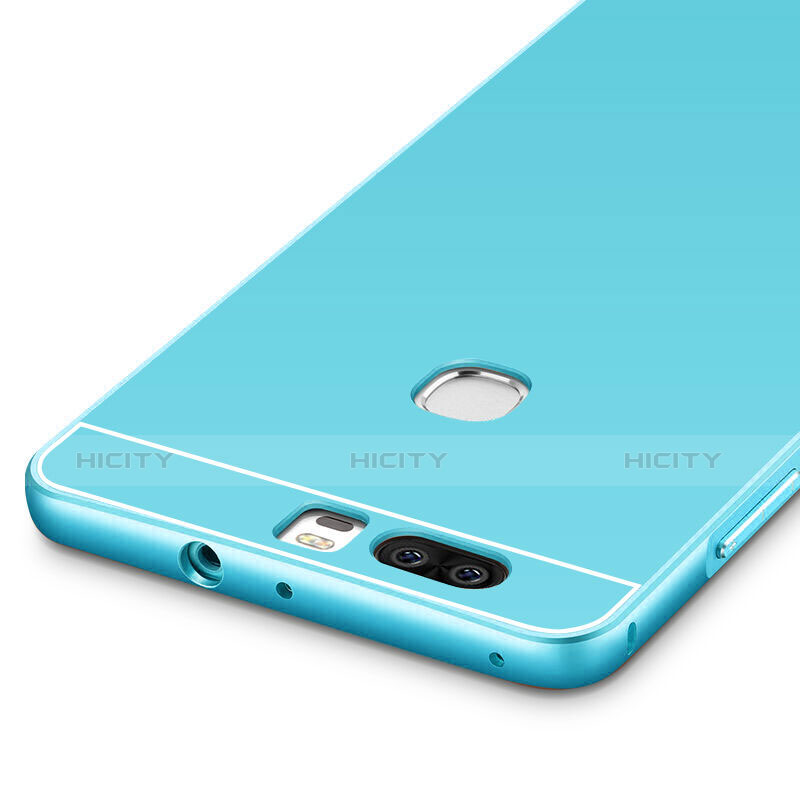 Carcasa Bumper Lujo Marco de Aluminio para Huawei Honor V8 Azul Cielo