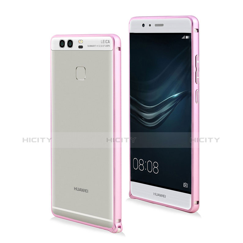 Carcasa Bumper Lujo Marco de Aluminio para Huawei P9 Plus Rosa