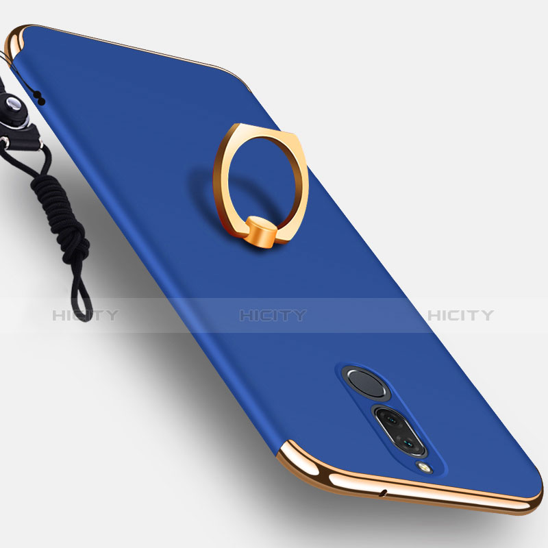 Carcasa Bumper Lujo Marco de Metal y Plastico con Anillo de dedo Soporte para Huawei Mate 10 Lite Azul