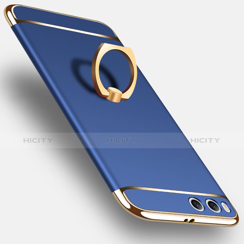 Carcasa Bumper Lujo Marco de Metal y Plastico con Anillo de dedo Soporte para Xiaomi Mi 6 Azul